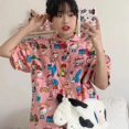 thumbnail image 3 of Camisa Sanrio Hello Kitty con estampado de dibujos animados Kawaii de manga corta, Top informal Retro a la moda para mujer Y2K Sweet Girl de verano, 3 of 4