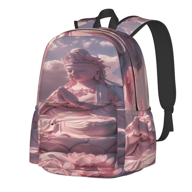 Disketp Pink Lotus Buddha Mochila Escolar de Gran Capacidad y Peso Ligero, Mochila de Viaje Ideal para Escuela, Trabajo y Uso Diario, Cómoda y con Estilo