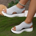 thumbnail image 4 of Rokment Womens Athletic Orthopedic Walking Sandals Lightweight Comfortable Mesh Knit Wedge Slingback Slip on Gladiator Shoes Summer Breathable Sneakers Grey Size 8.5, 4 of 7