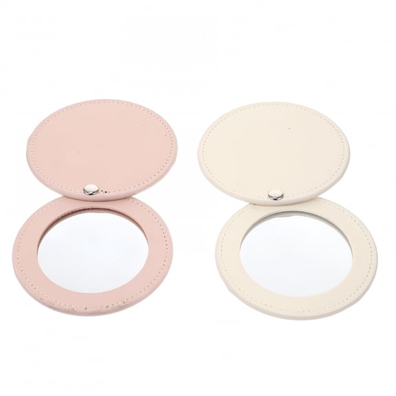 ACDANC 2 Pcs Pocket Makeup Mirrors, Small PU Leather Compact Mirror with Glass for Purse, Travel, Desk, and Daily Use