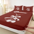 thumbnail image 3 of Homewish Fashion Bowknot Cup Full Size Sheets, Kawaii Cherry Bed Sheets, Maroon Cartoon Theme Sheet Sets, Lightweight Room Decor, 4 Pieces, 3 of 7