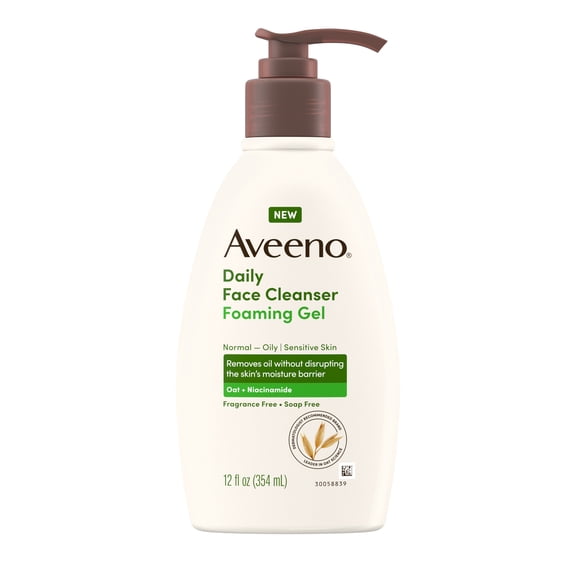 Aveeno Daily Foaming Gel Facial Cleanser, 12 Fl oz​
