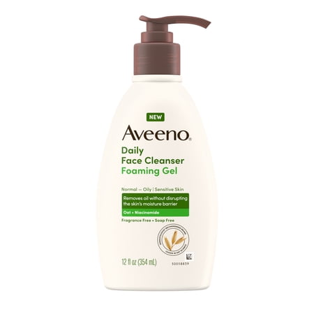 Aveeno Daily Foaming Gel Facial Cleanser, 12 Fl oz