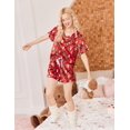 thumbnail image 5 of Ekouaer Silk Pajama for Women Short Sleeve Satin Pj Set Two Piece Soft Sleepwear Loungewear Casual Pjs for Summer, 5 of 6