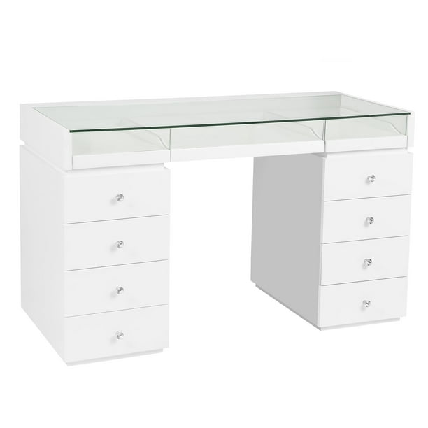 Slaystation Bella Vanity Table, White Desk Vanity Combo