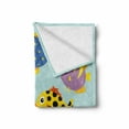 thumbnail image 2 of Deep Sea Soft Flannel Fleece Throw Blanket, Cartoon Ocean Scene with Various Fishes and Vivid Corals, Cozy Plush for Indoor and Outdoor Use, 70" x 90", Multicolor, by Ambesonne, 2 of 6