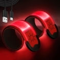 thumbnail image 1 of Paquete de 2 pulseras con luz LED recargables mejoradas, paquete de 2 pulseras con luz reflectante USB, tira reflectante reflectante, luz de seguridad, 1 of 5
