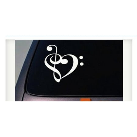 treble clef base clef heart decal music decal sticker singer Microphone