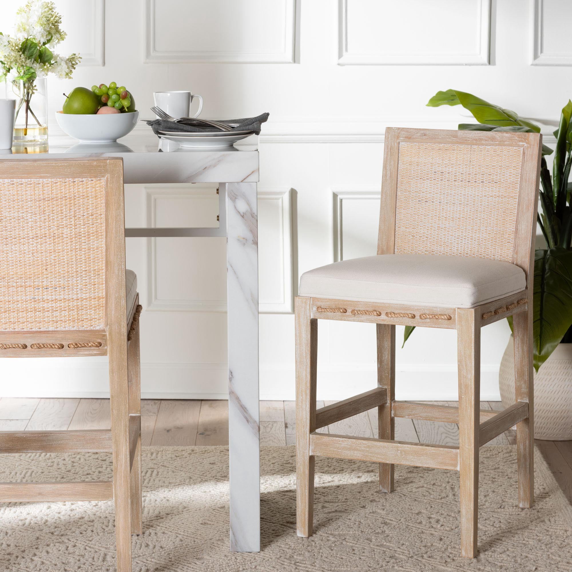 bali & pari Ashford Cottage Counter Stool, Counter Height, Whitewash Beige