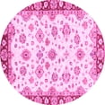 thumbnail image 1 of Ahgly Company Indoor Round Abstract Pink Modern Area Rugs, 5' Round, 1 of 4