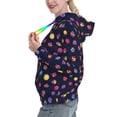 thumbnail image 2 of Daiia Planets Pattern Women's Fashion Hoodies & Sweatshirts with Kangaroo Pocket Hooded Sweatshirt with Eye-catching Drawstrings-Large, 2 of 7