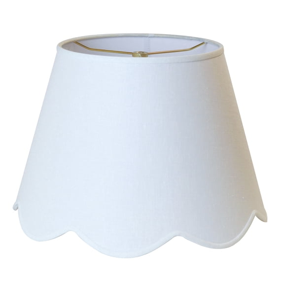 Scallop White Linen Shade – 16" Modern Hardback Lampshade