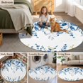 thumbnail image 6 of Blue Eucalyptus Round Area Rugs Collection 4', Watercolor Spring Weeping Botanical Non Slip Indoor Circular Throw Runner Rug Floor Mat Carpet for Living Room Dining Table Bedroom Nursery, 6 of 9