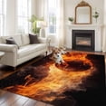 thumbnail image 2 of 5'x7' Area Rugs, Basketball Indoor Outdoor Area Rug for Living Room Bedroom, Basketball Modern Abstract Art Flame Washable Bathroom Rugs Kitchen Floor Carpet Mats Home Decor Aesthetic, 2 of 8