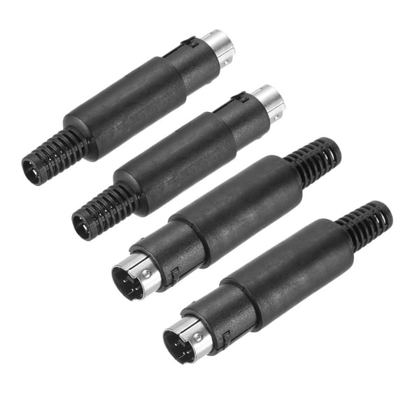 4 Pcs S-Video DIN Mini Male Socket 5 Pin Signal Transmission Mini Din Plug Mini Din Connector(PS/2 Plug)