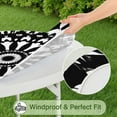 thumbnail image 5 of Black White Tie Dye Mandala Pattern Round Fitted Tablecloth with Elastic Edge,Dining Table Cover Waterproof,Outdoor Round Tablecloth for Camping,Dining,Indoor and Outdoor, 5 of 7