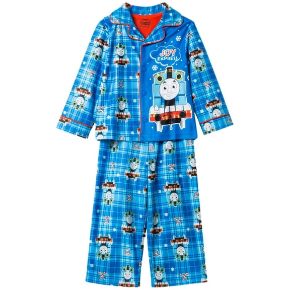 Thomas The Train Infant & Toddler Boys Blue Fleece Christmas Pajama Set 12m