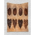 thumbnail image 1 of Coffee Tapestry, Overview Layout of Beans in the Shape of Hearts and Ground Coffee, Wall Hanging for Bedroom Living Room Dorm Decor, 40W X 60L Inches, Dark Brown and Pale Caramel, by Ambesonne, 1 of 2