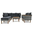 thumbnail image 6 of Harper & Bright Designs 9 Piece Patio Conversation Sets, All Weather Wicker Outdoor Sectional Sofa with Wood Legs, PE Rattan Sofa Set with Armrest Chairs and Coffe Table, Gray, 6 of 14