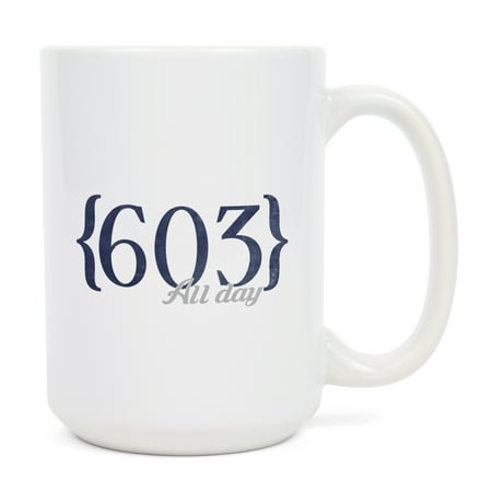 

15 fl oz Ceramic Mug New Hampshire 603 Area Code (Blue) All Day Dishwasher & Microwave Safe