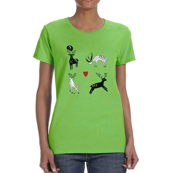 Storybook Style Deers T-Shirt Women -Image by Shutterstock, Female Large