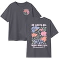 thumbnail image 4 of VNKIDY Girls Kids Floral Print Graphic Tee Short Sleeve Crewneck Oversized T Shirt For Summer Daily Casual Wear Grey 120, 4 of 4