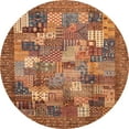 thumbnail image 1 of Ahgly Company Machine Washable Indoor Round Abstract Bronze Brown Area Rugs, 3' Round, 1 of 7