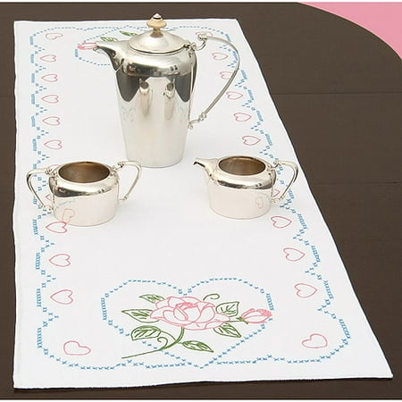 - Jack Dempsey Rose And Hearts Stamped Table Runner, 15