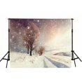 thumbnail image 1 of EREHome Polyester Fabric 7x5ft White Strong Sunlight Snow-covered Road Photography Backdrop Winter Photo Background, 1 of 2