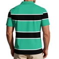 thumbnail image 6 of Garbnen Polo T Shirts for Men Short Sleeve Striped Color Block Collared Henley Shirt Men Lightweight Breathable Casual Summer Beach Vacation Mens Golf Shirt Green L, 6 of 7