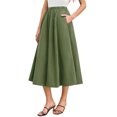 thumbnail image 4 of High Elastic Waist Women Solid Color Long Swing Skirt with Pocket, 4 of 6