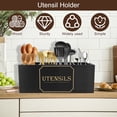 thumbnail image 3 of FUYGRCJ Kitchen Utensils Holder with 4 Compartments, 15.7 x 6.1 x 5.1inch Extra Large Wooden Utensil Organizer for Kitchen Countertop, Rustic Countertop Organizer for Cooking Tools, 3 of 12