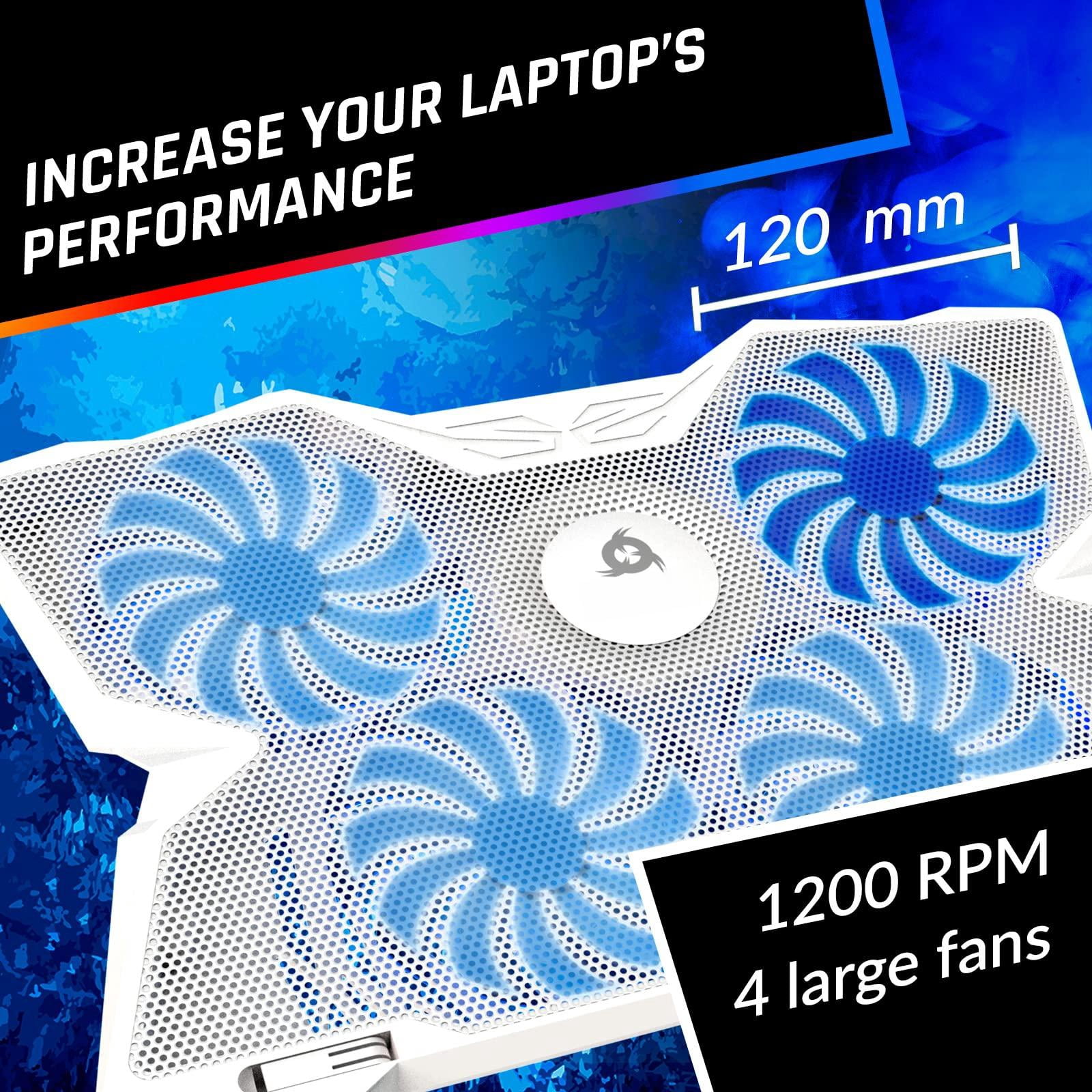 Wind Laptop Pad - More Than 500 000 Units Sold The Rapid Action Fan Stand With 4 Fans At 1200 Rpm Usb Ps5 Ps4 Full White