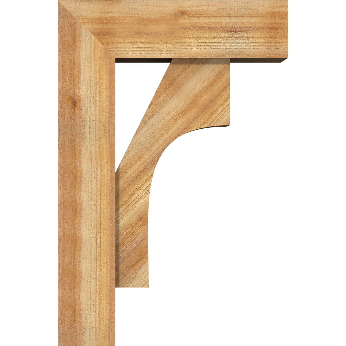 Ekena Millwork 8"W x 24"D x 36"H Westlake Block Rough Sawn Bracket w/ Offset Brace, Western Red Cedar