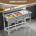 thumbnail image 4 of Commercial Utility Sink, 3 Compartment Stainless Steel Outdoor Freestanding Kitchen Sink, Utility Sink with Strainer for Farmhouse, Garden & Garage, 4 of 10