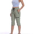 thumbnail image 2 of BUIGTTKLOP Women's Capri Pants Lightweight Quick Dry Cargo Hiking Capris Travel Casual Cropped Pants Zipper Pockets, 2 of 6