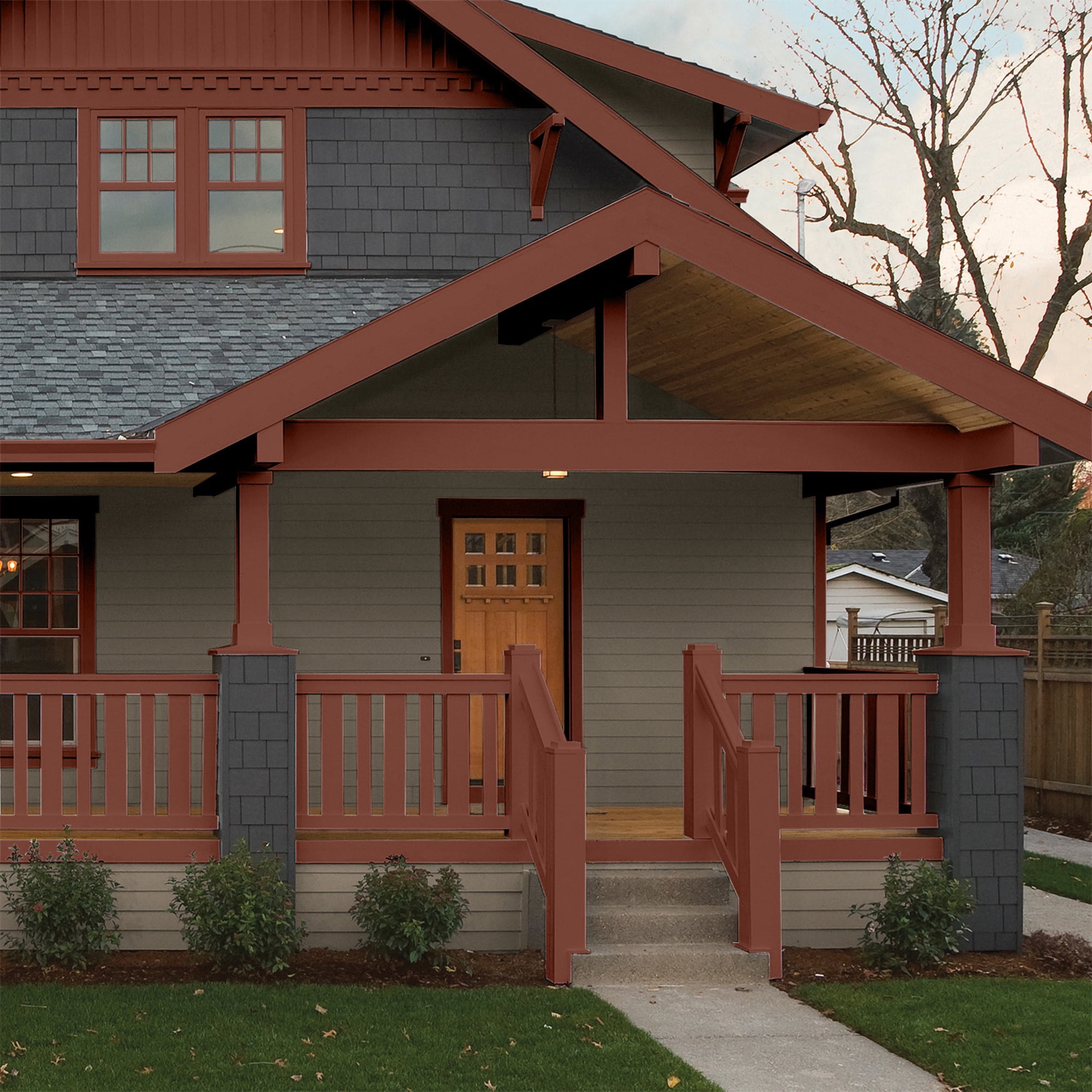 Glidden HEP Warm Mahogany / Red Semi-Gloss Exterior Paint with Primer, 1 Gallon