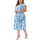 thumbnail image 4 of Vestido Floral de Talla Grande para Mujeres Agnes Orinda con Volantes, Mangas Cortas, Espalda con Lazo, Cuello en V, Midi, 3X, Azul, 4 of 6