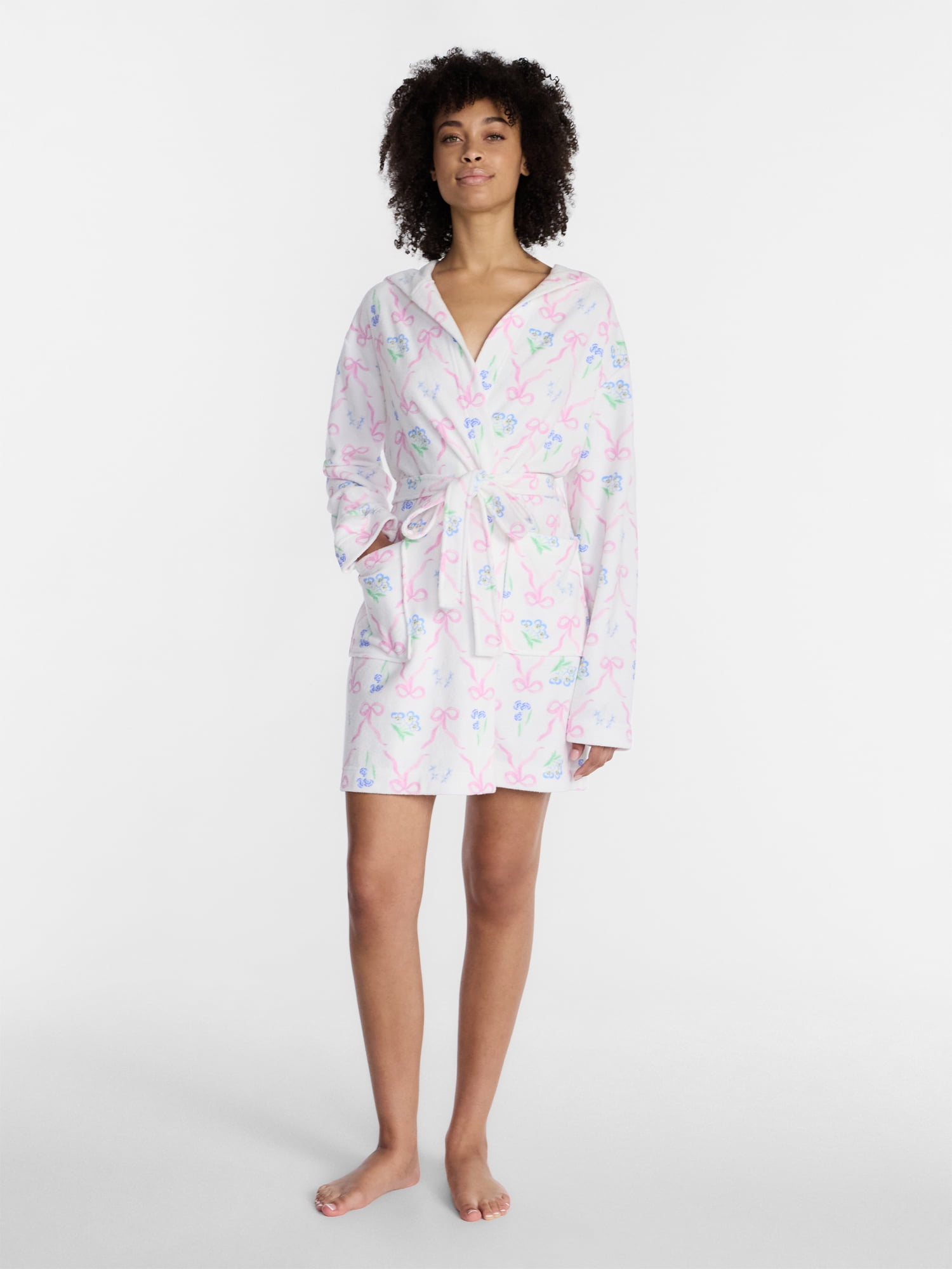 No Boundaries Terry Hooded Robe, Women’s and Women’s Plus S-3X