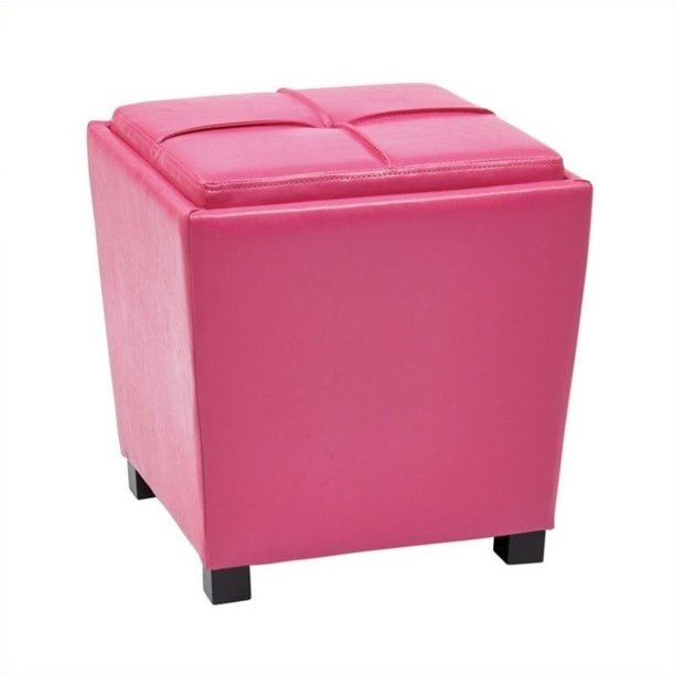 2 Piece Ottoman Set, Pink Vinyl
