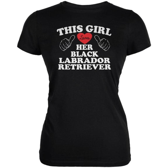 Valentines This Girl Loves Her Black Lab Black Juniors Soft T-Shirt - X-Large