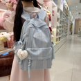thumbnail image 6 of Plaid Stripe School Backpack, Waterproof Laptop Backpack with Pendant, Nylon Lightweight Bag for Travel Work College (Blue), 6 of 10