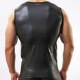 thumbnail image 4 of Camisa Sin Mangas Con Estampado De Cuero De PU De Los Hombres Camisa Sin Mangas Con Cuello Musculoso Camiseta Con Axila Metálica Ropa Interior Macarena Camiseta para hombre, 4 of 8