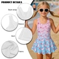 thumbnail image 5 of Uorisanigo Girls Swimsuits Cute Axolotl Cherry Blossom One Piece Modest Beach Swim Dress Size 8-9 with Skirt Sleeveless Beach Swimwear Summer Vacation, 5 of 6