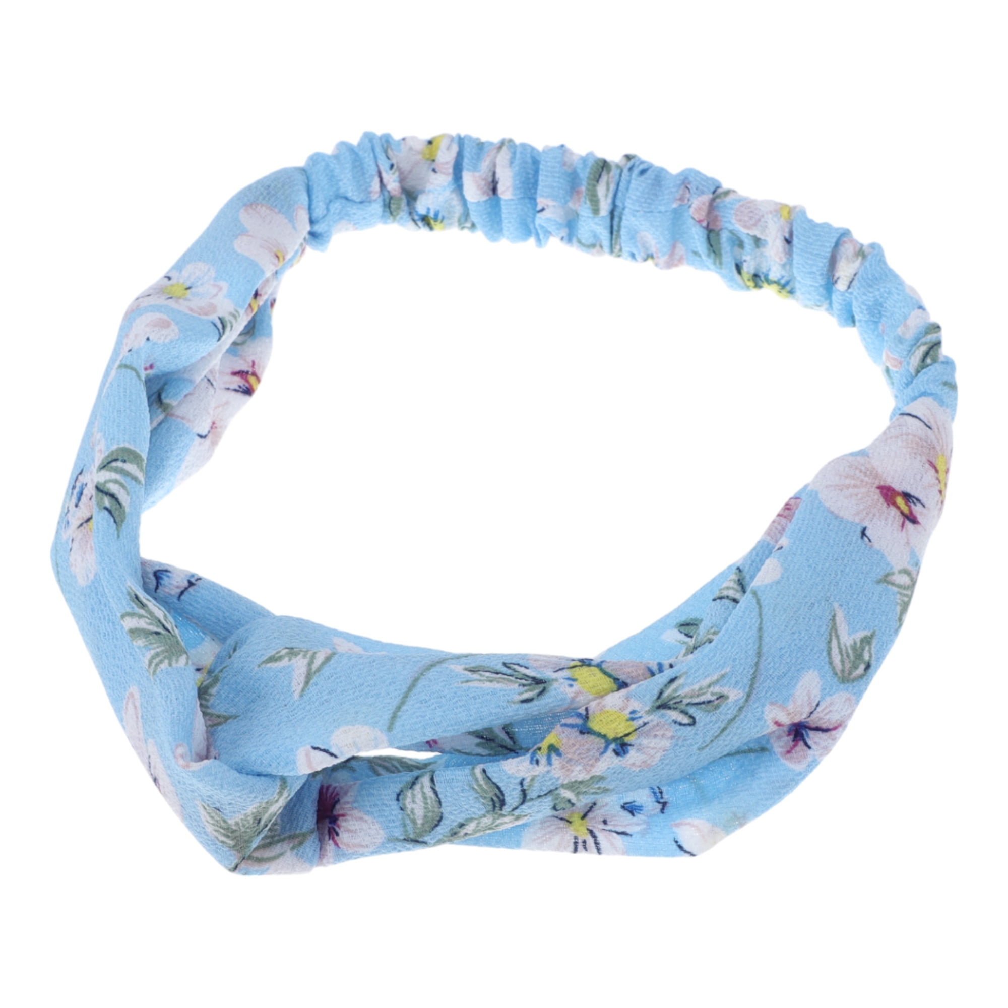 Unique Bargains Fashion Phalaenopsis Pattern Elastic Hairband 1 Pc Light Blue