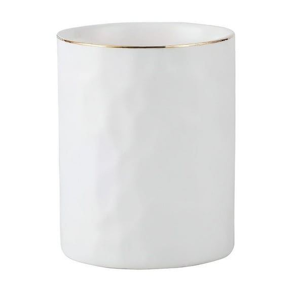 Modern White Ceramic Pen Holder, Makeup Brush Organizer for Desktop Vanity, Minimalist Cylinder Container for Eyeliner Pencils, Eyebrow Pencils, And Office Suppliesharlik