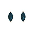 thumbnail image 3 of 1.0 Ct Marquise Cut Studs Natural London Blue Topaz 14K Rose Solid Solid Gold Everyday Dainty Earrings Screw Back, 3 of 7