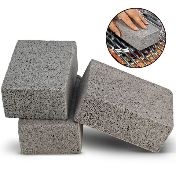 Maryton 3 Pack Gray Pumice Cleaning Sponge for Kitchen, Multipurpose
