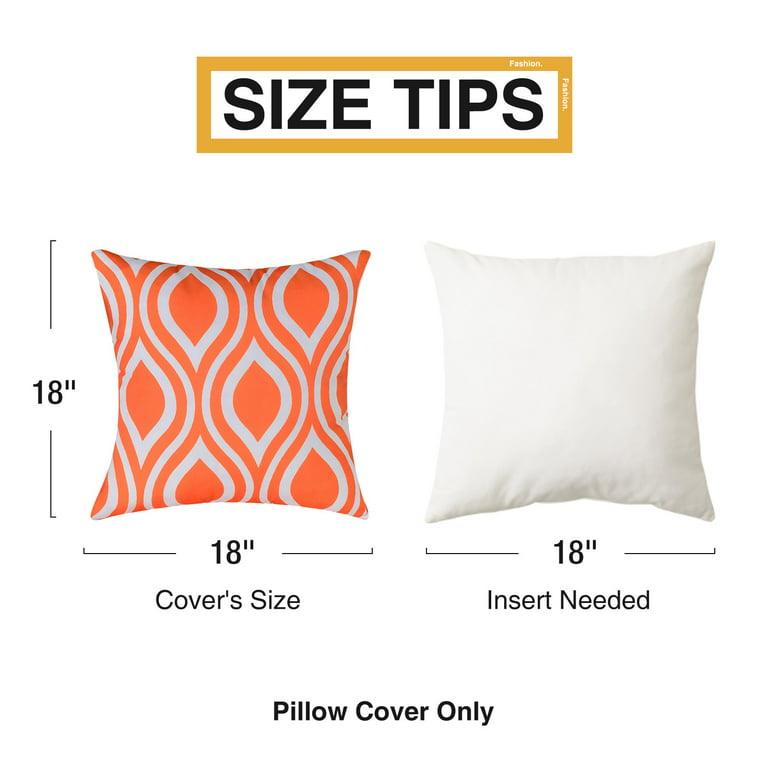 Top Finel 100% Durable Canvas Square Decorative Throw Pillows Cushion  Covers Pillowcases for Sofa,Set of 6,18×18 Inch-Orange