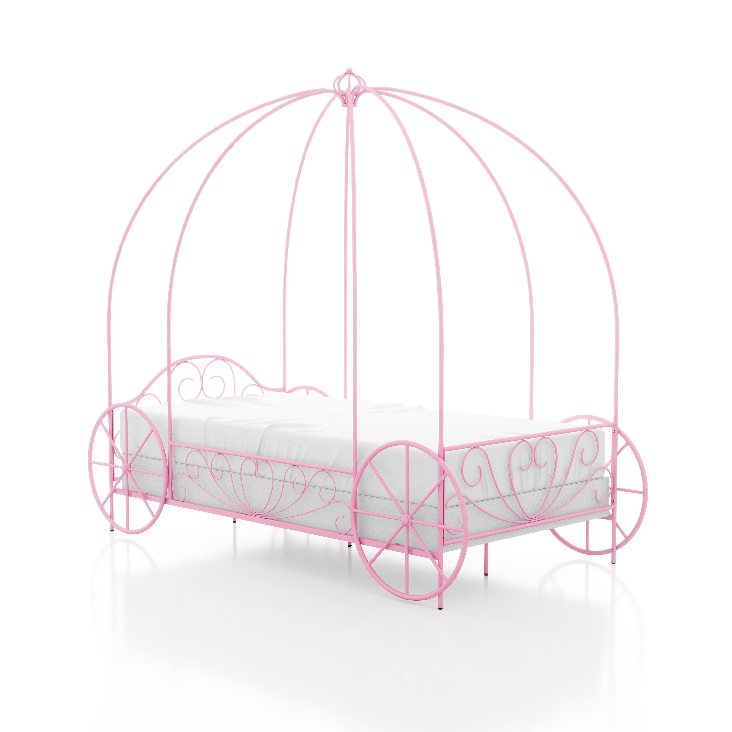 Furniture of America Carriage Kids Twin Metal Bed, Pink